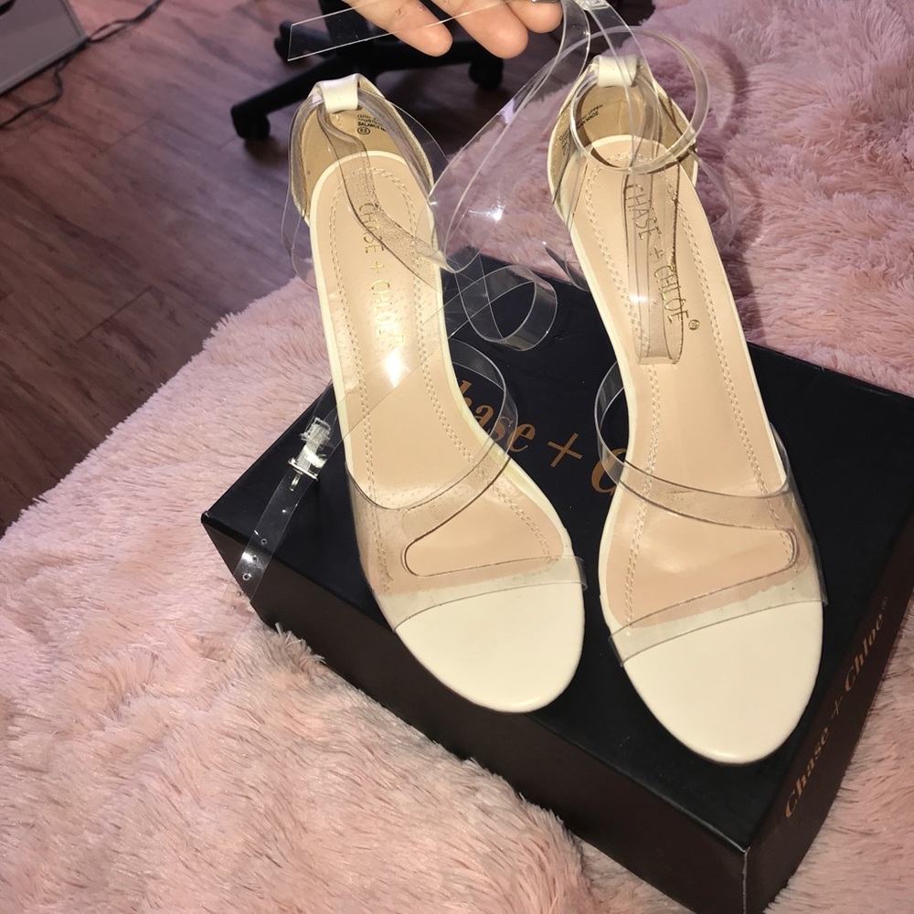 Strappy Nude Clear Heels